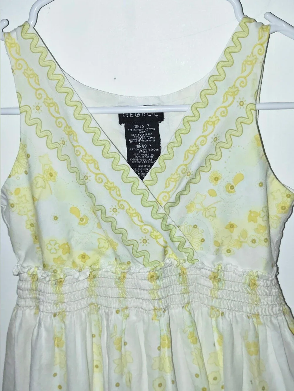 Vintage George White With Yellow& Green Floral Sundress for Girls